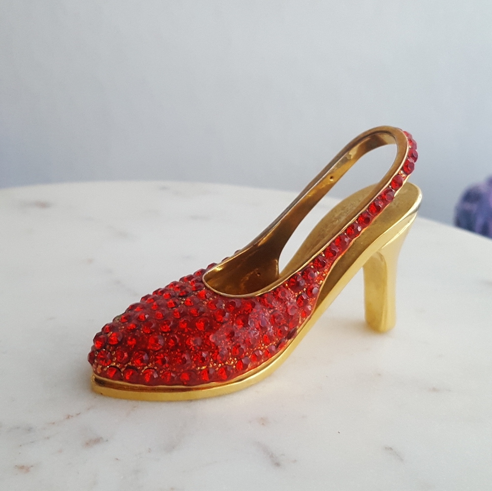 🌙Red Rhinestone Pave Crystal High Heel  Miniature Shoe